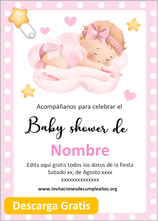 tengo sueño Burlas Juntar Invitaciones de Baby Shower Niña cumpleaños